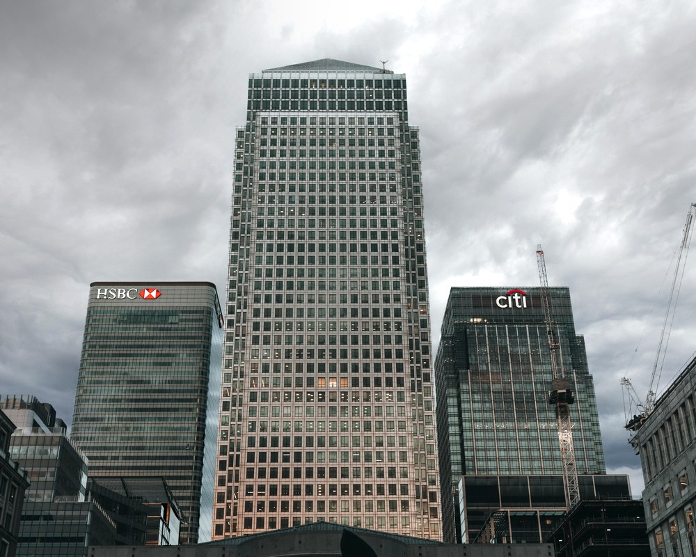 Financial-district towers — where AI watches transactions for fraud in real time